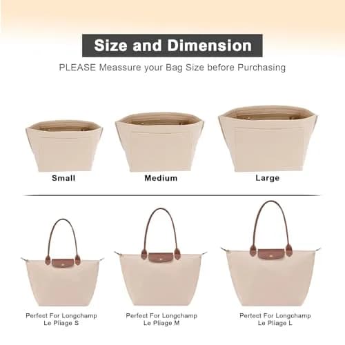 LOUKAYCCI Felt Purse Organizer Insert for Longchamp Le Pliage L Handbag, Large Beige | Keeps Bags Tidy thumbnail 4