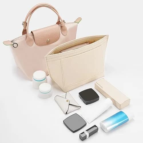 LOUKAYCCI Felt Purse Organizer Insert for Longchamp Le Pliage S Handbag, Small Beige | Keeps Your Bag Tidy & Structured thumbnail 7