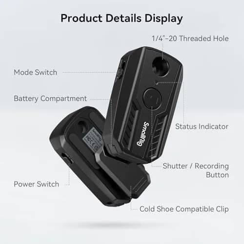 SmallRig Wireless Camera Remote Control for Sony, Canon & Nikon | Bluetooth Shutter & Record (53.2 x 32.4 x 22.5mm) thumbnail 3