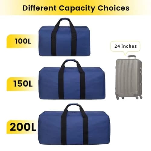 Vorspack 150L Extra Large Travel Duffle Bag | Heavy-Duty Polyester, 36x17x15 in, Blue thumbnail 7