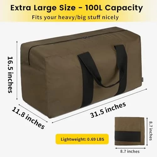 Vorspack 100L Extra Large Travel Duffle Bag Khaki | Heavy-Duty, Lightweight & Spacious thumbnail 2