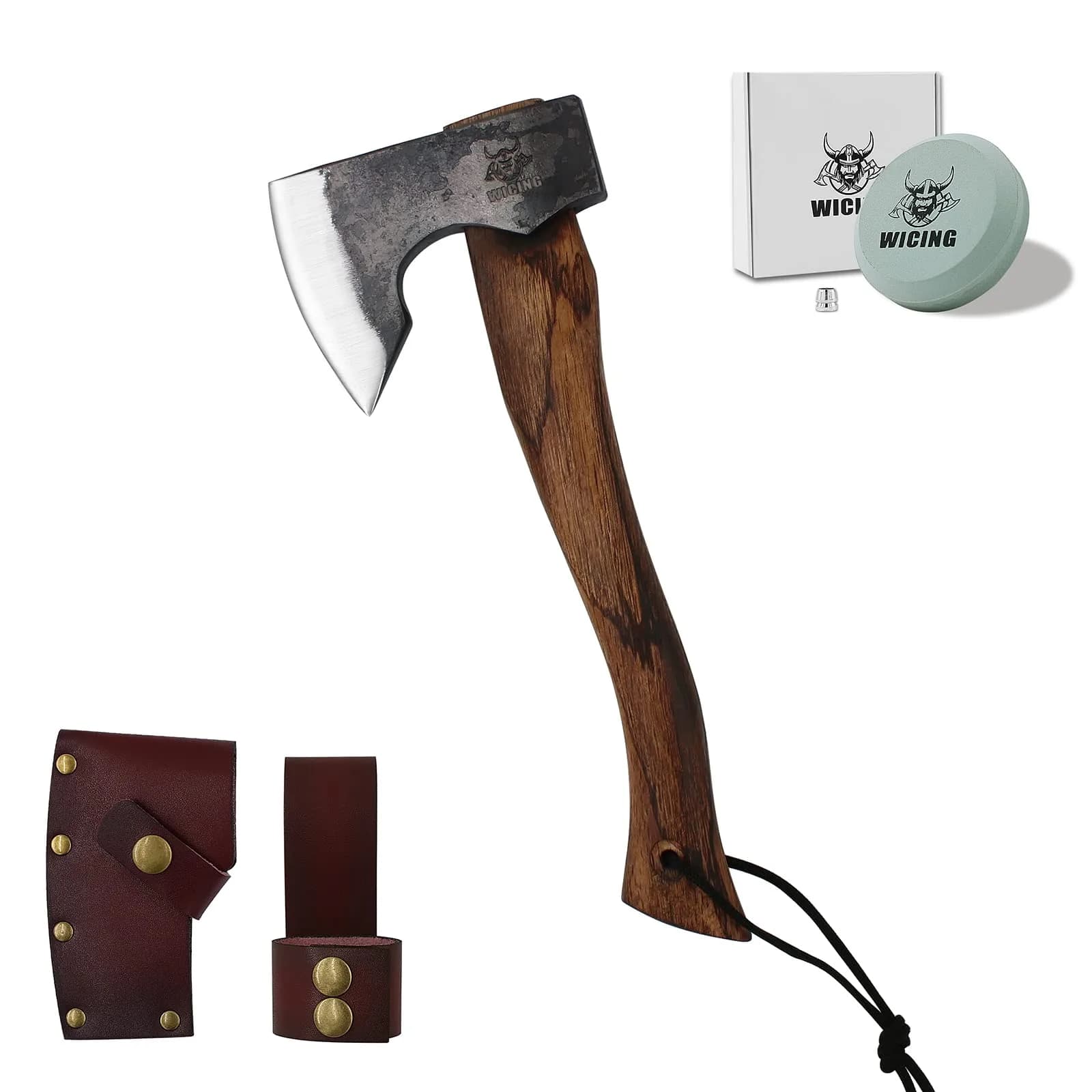 WICING 13.5 Inch Hatchet | Carbon Steel & Beech Handle for Camping & Gardening