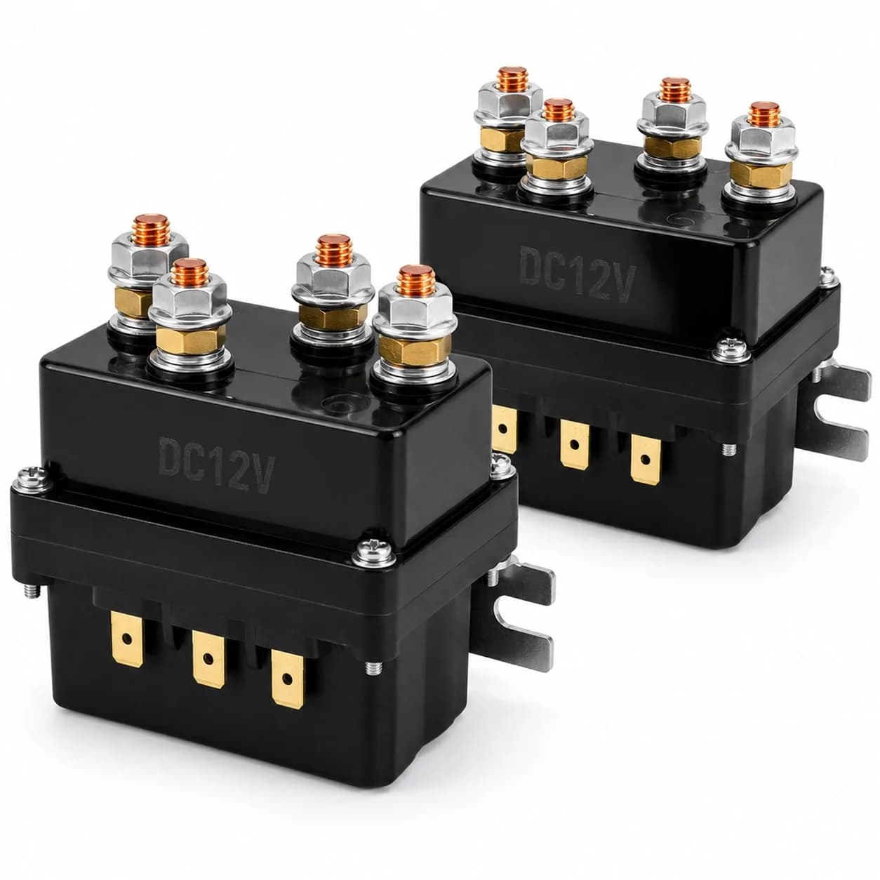 QWORK 12V 500A Solenoid Relay 2 Pack | Heavy Duty Winch Contactor for ATV/UTV - main product image