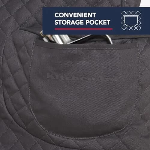 KitchenAid Fitted Tilt-Head Stand Mixer Cover with Storage Pocket, Quilted 100% Cotton, 36.6cm x 45.7cm x 25.4cm (14.4"x18"x10"), Charcoal Grey thumbnail 4