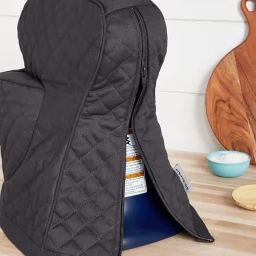 KitchenAid Fitted Tilt-Head Stand Mixer Cover with Storage Pocket, Quilted 100% Cotton, 36.6cm x 45.7cm x 25.4cm (14.4"x18"x10"), Charcoal Grey thumbnail 5