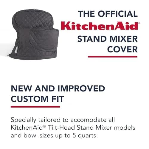 KitchenAid Fitted Tilt-Head Stand Mixer Cover with Storage Pocket, Quilted 100% Cotton, 36.6cm x 45.7cm x 25.4cm (14.4"x18"x10"), Charcoal Grey thumbnail 7