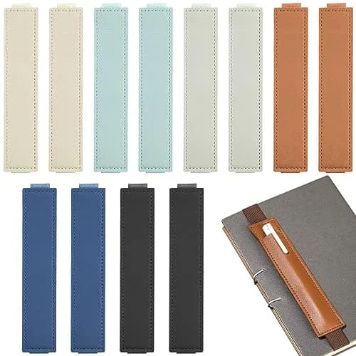 Aswewamt 12 Pcs Elastic Notebook Band Holders PU Leather Adjustable Pen Sleeve Pouch | Multifunctional Notebook Straps for Office & School thumbnail 1