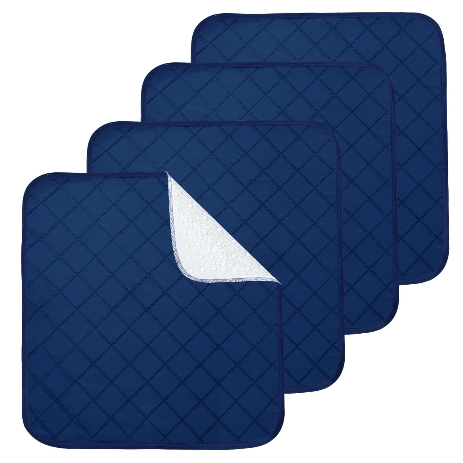 Magik & Kover Waterproof Chair Pads for Incontinence 22" x 21" (4-Pack) | Reusable Seat Protector with Non-Slip Backing — Navy / 22" x 21"