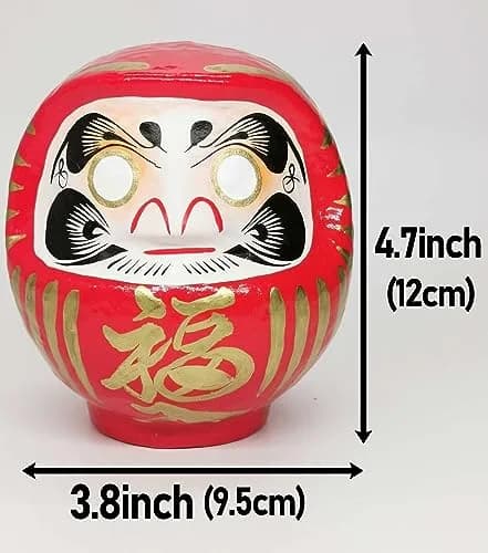 Takasaki Daruma Figurine 4.7 inch Red | Traditional Japanese Good Luck Ornament thumbnail 3