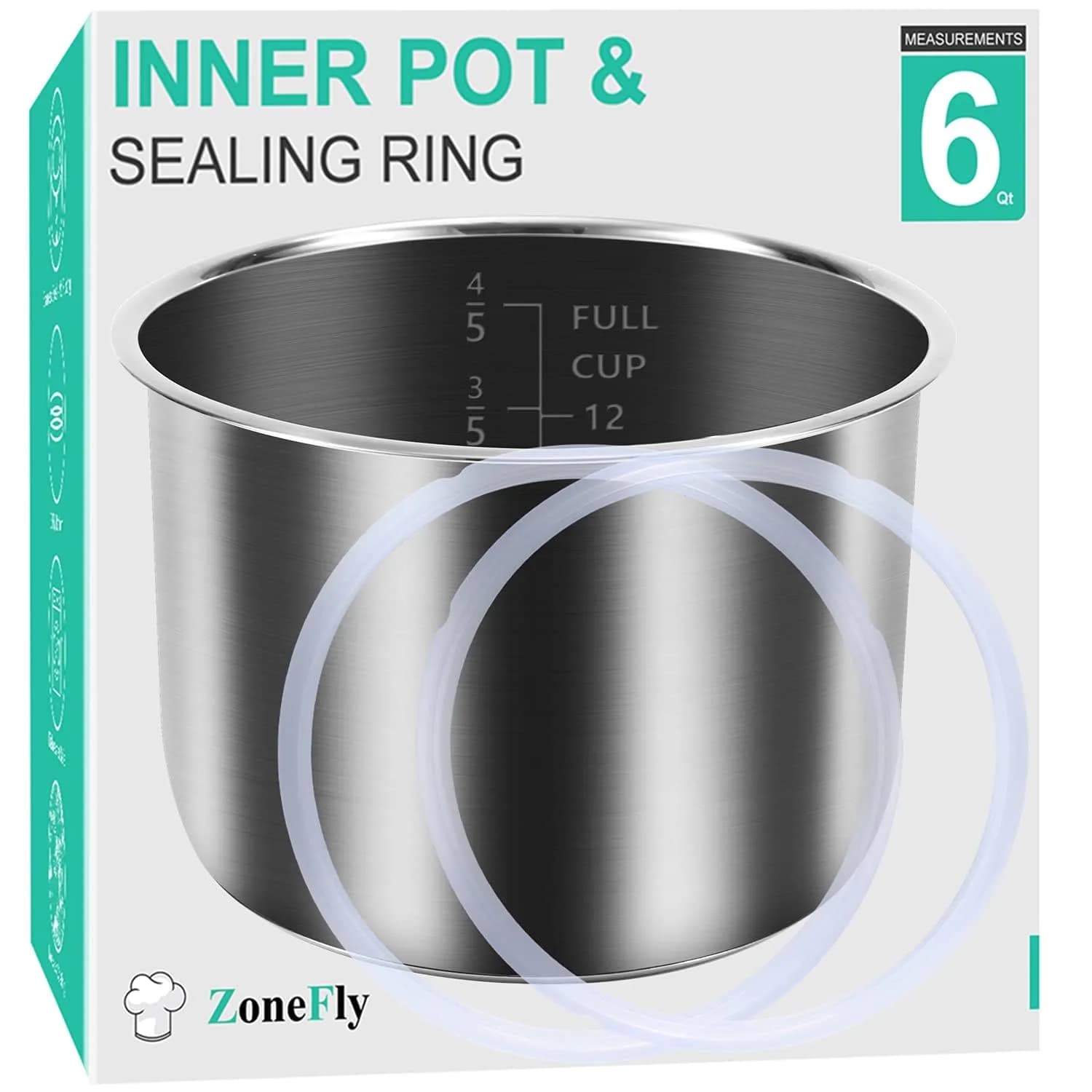 ZoneFly 6 Quart Silicone Sealing Ring - 3 Pack (Colorful) | Fits Instant Pot Duo, Lux, Ultra, Pro, Crisp XL 6Qt — 6 Qt Pot & Rings