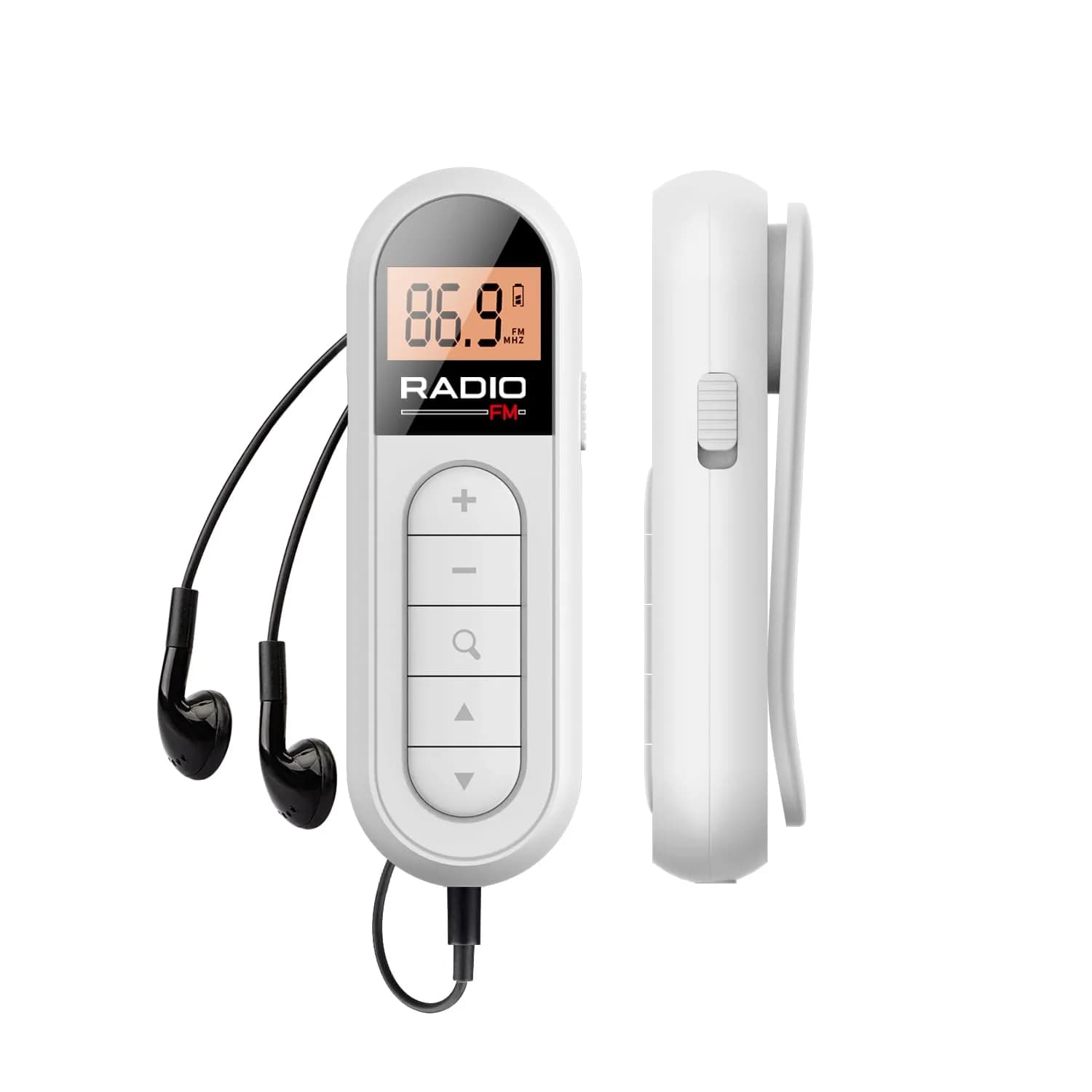 UMUTOO MI03 Pocket FM Radio Portable with Clip Rechargeable - White | Headphone-Only Personal Receiver