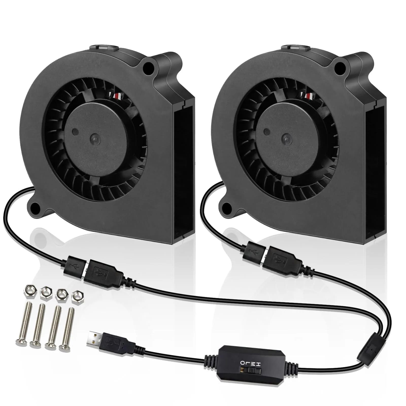 Wathai 60mm USB Blower Fan 2-Pack | 5V Variable Speed Controller for Electronics Cooling — 60mm