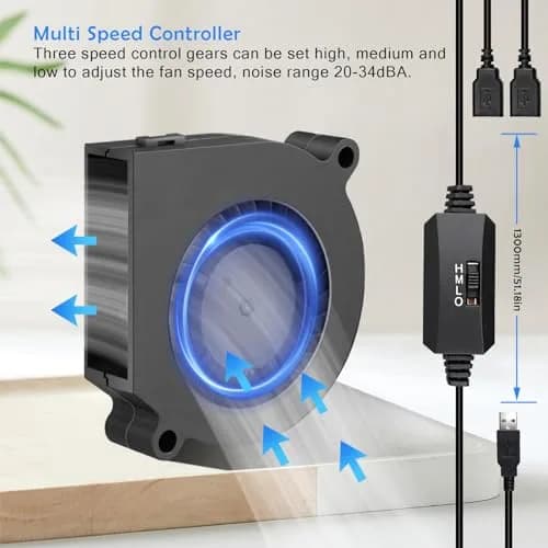 Wathai 60mm USB Blower Fan 2-Pack | 5V Variable Speed Controller for Electronics Cooling thumbnail 5