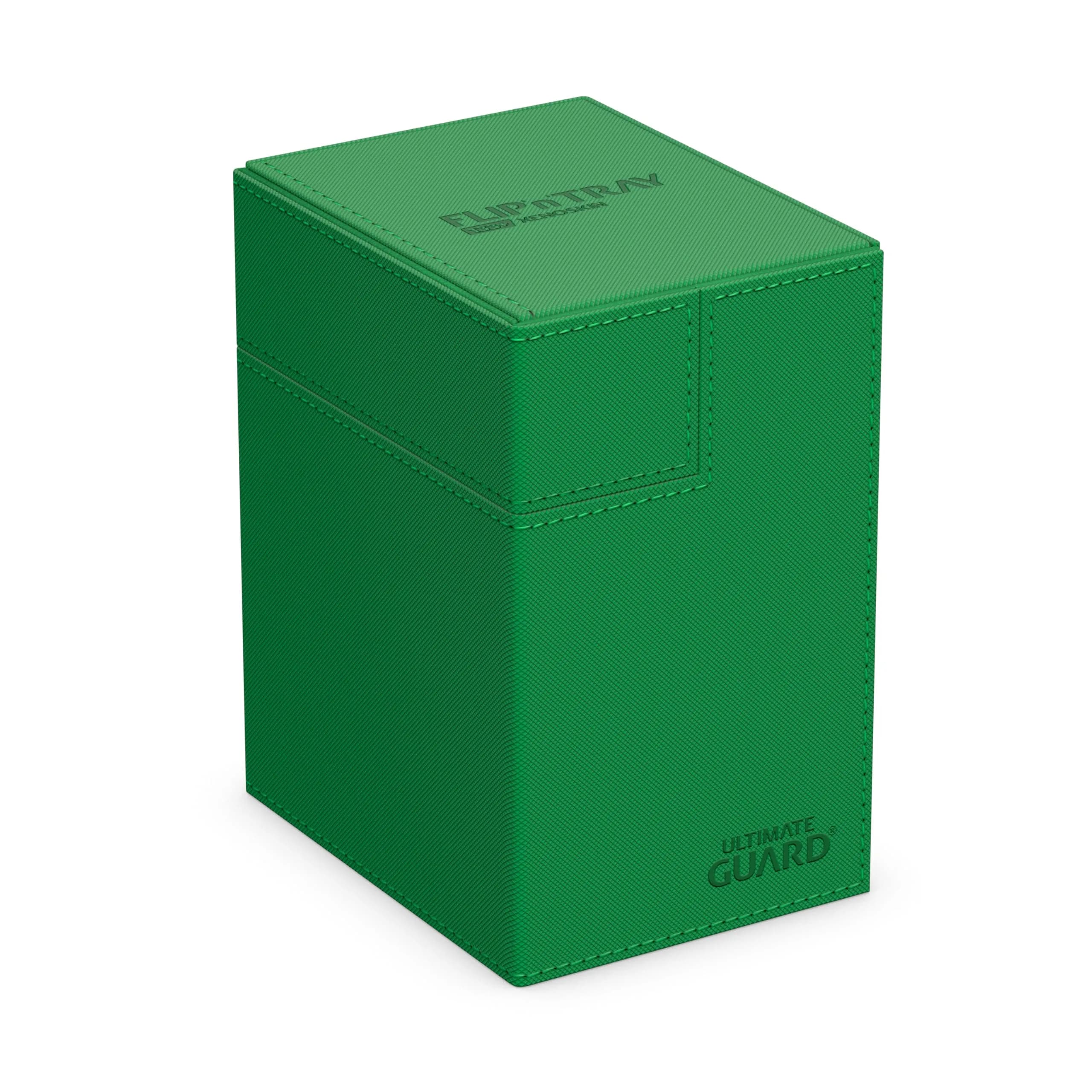 Ultimate Guard Flip'n'Tray 100+ Deck Case for 100 Double-Sleeved TCG Cards + Dice Tray | Magnetic Closure & Microfiber Lining — Green