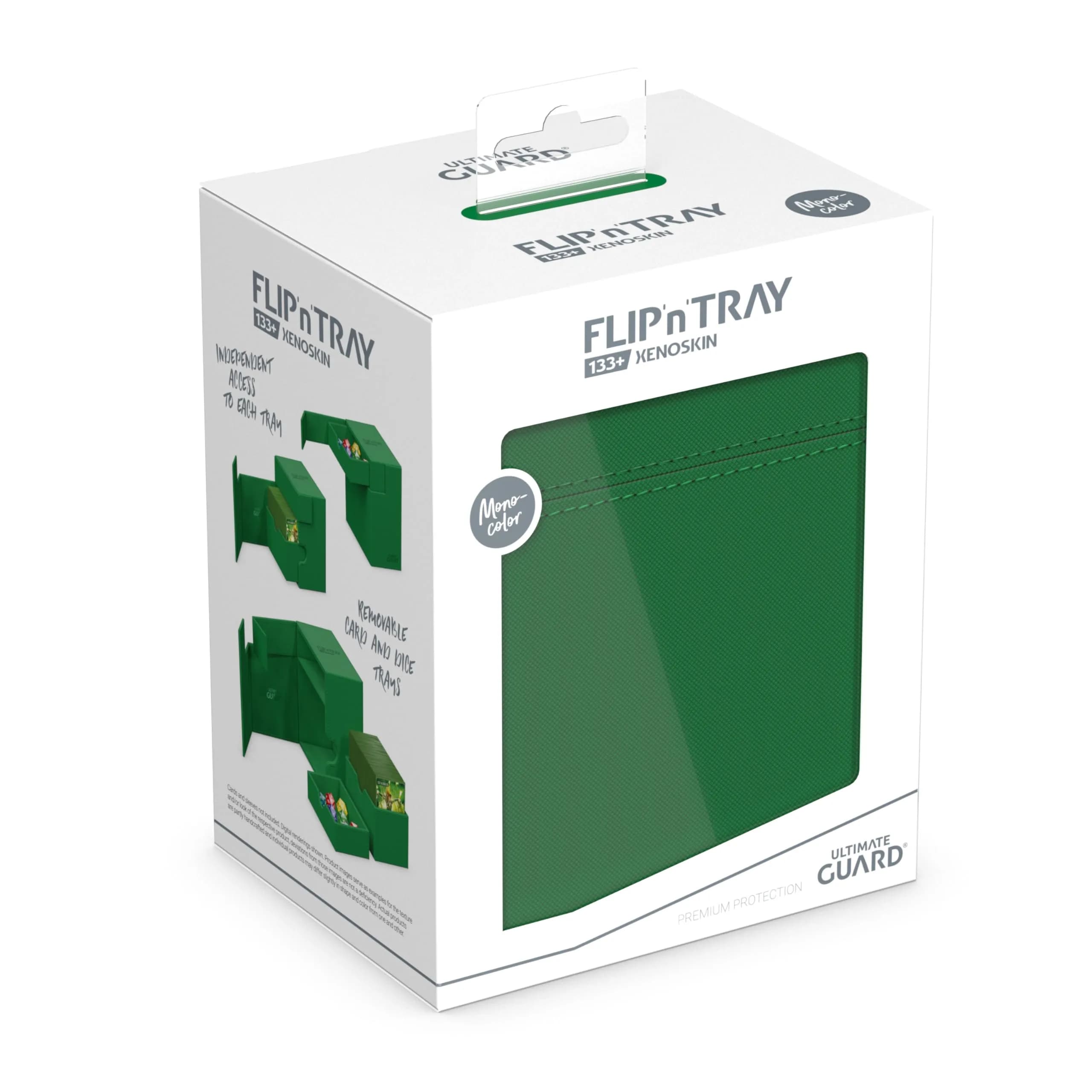 Ultimate Guard Flip'n'Tray 133+ Deck Case for 133 Double-Sleeved TCG Cards & Dice Tray | Green, Magnetic Closure, Microfiber Lining thumbnail 7