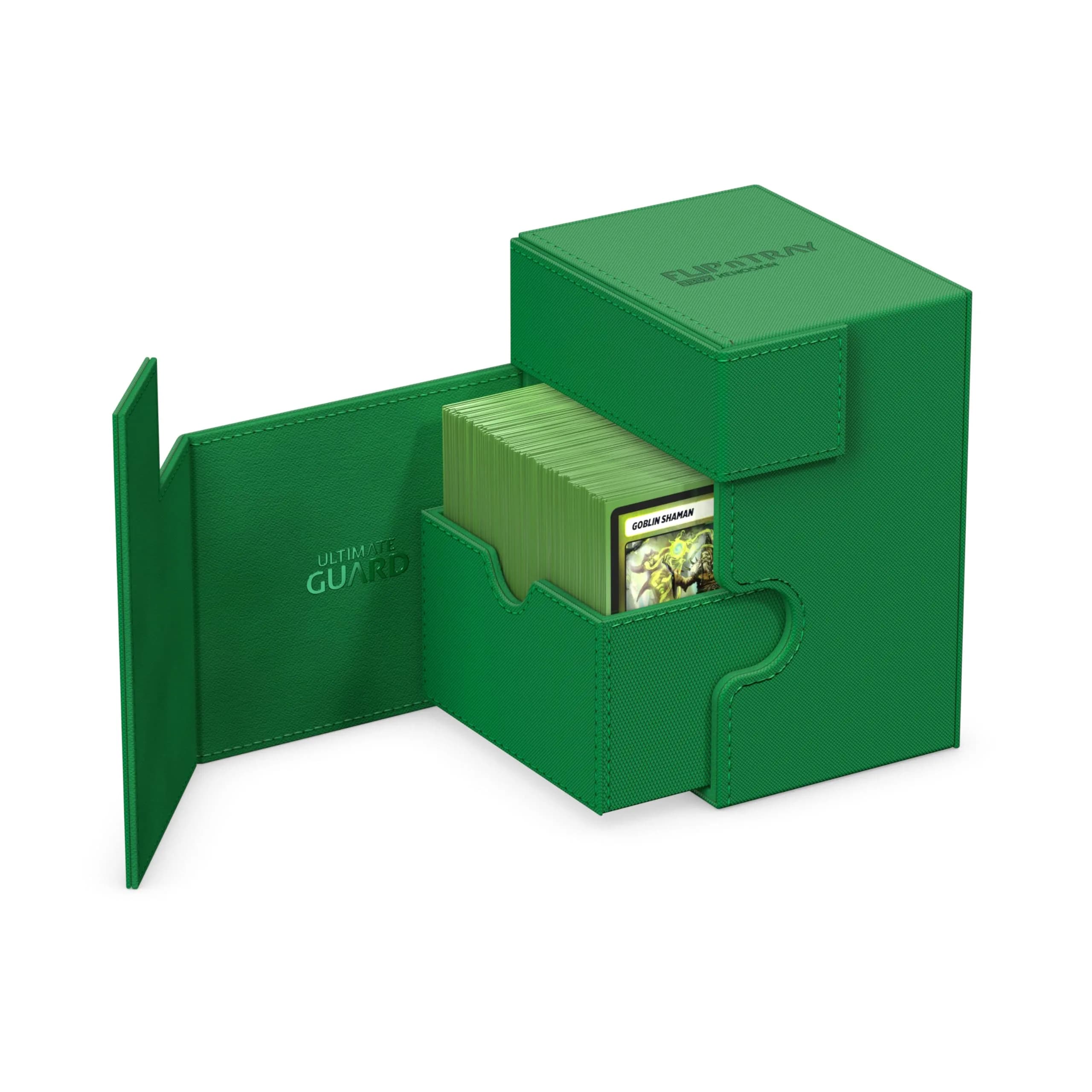 Ultimate Guard Flip'n'Tray 133+ Deck Case for 133 Double-Sleeved TCG Cards & Dice Tray | Green, Magnetic Closure, Microfiber Lining thumbnail 3