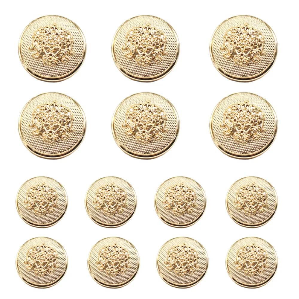 YaHoGa Gold Blazer Buttons for Sewing Men's Suits 20mm & 15mm (14-Piece Set) — Gold