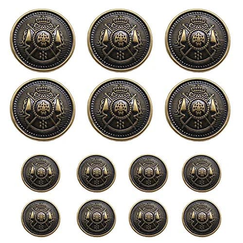 YaHoGa Antique Brass Blazer Buttons for Sewing - 14 PCS (23mm & 18mm) | Metal Fasteners for Suits & Coats thumbnail 1