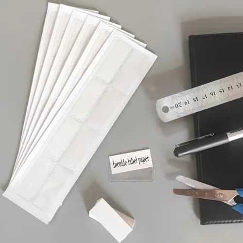ELEMGULY Self Adhesive Label Holders 104 Pack | Clear Shelf Tag with Paper (2 x 1 Inch) for Supermarket, Bookshelf, Kitchen thumbnail 7
