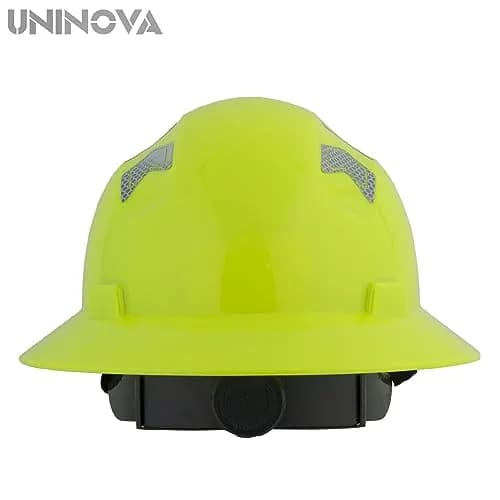 UNINOVA Full Brim Hard Hat ANSI Class E Lime | Impact & Sun Protection (110 chars) thumbnail 4