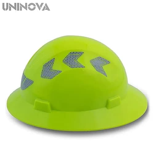 UNINOVA Full Brim Hard Hat ANSI Class E Lime | Impact & Sun Protection (110 chars) thumbnail 3