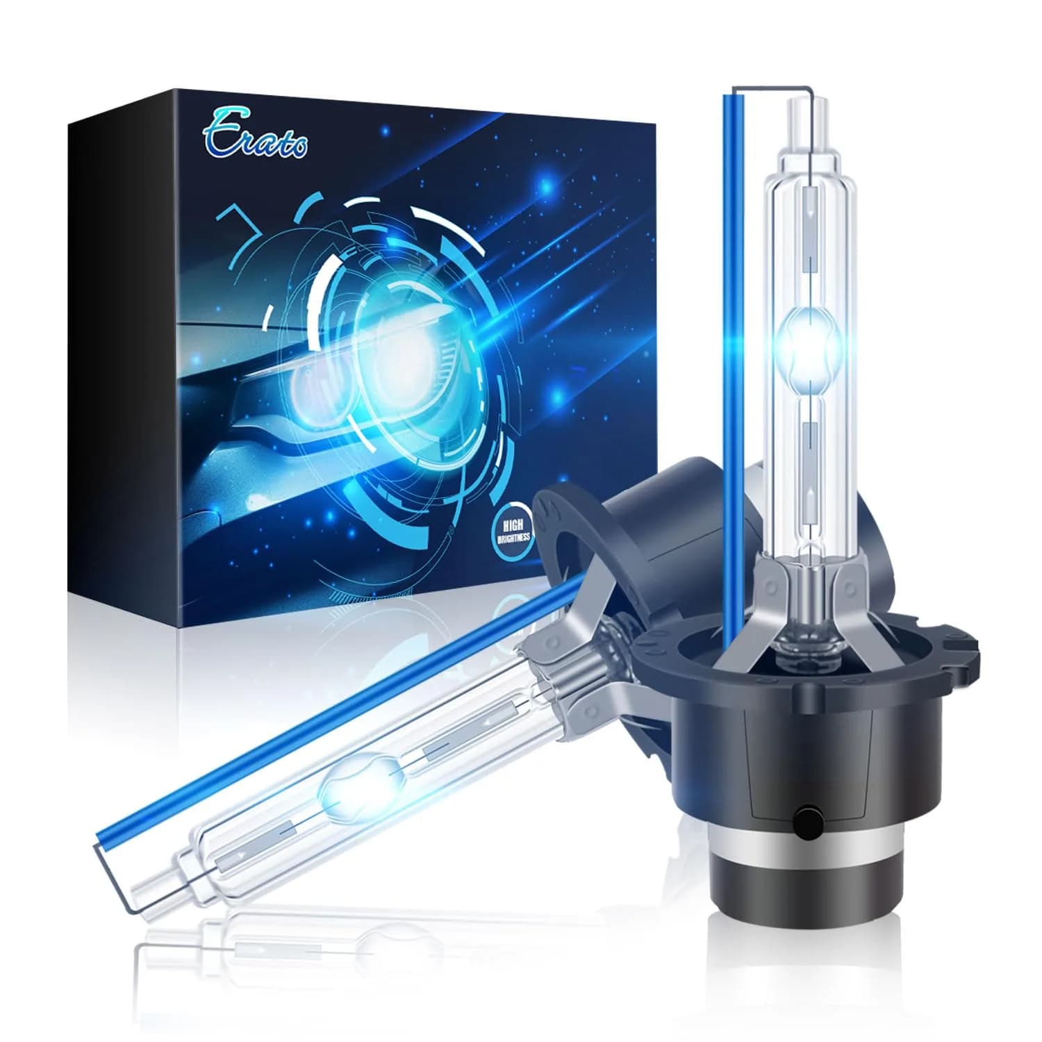 Erato D3S Xenon Headlight Bulbs 6000K Diamond White 35W (2-Pack) | High Low Beam for Jeep Compass/Grand Cherokee — 8000K / D2s