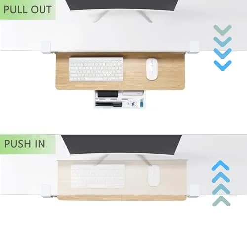 ETHU Under Desk Keyboard Tray with C-Clamp 26.77x11.81 Oak | Large, Ergonomic, Easy Install thumbnail 5