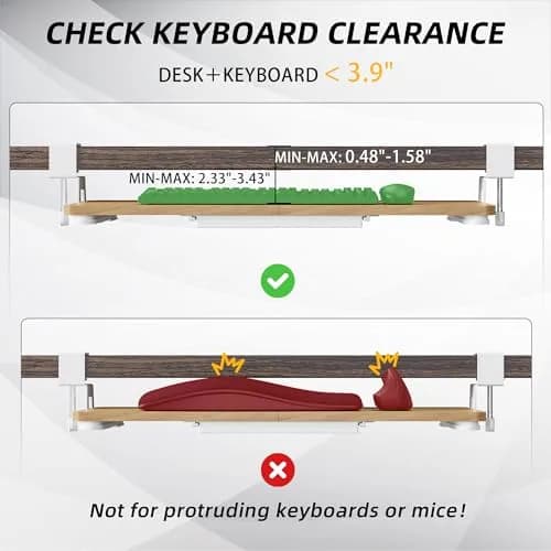 ETHU Under Desk Keyboard Tray with C-Clamp 26.77x11.81 Oak | Large, Ergonomic, Easy Install thumbnail 9