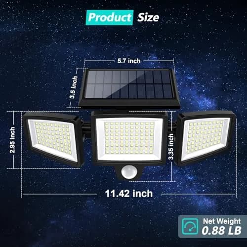 Tuffenough Solar Outdoor Lights 2500LM 210 LED Security Flood Lights 4 Pack | Waterproof 270° Wide Angle with Remote thumbnail 3