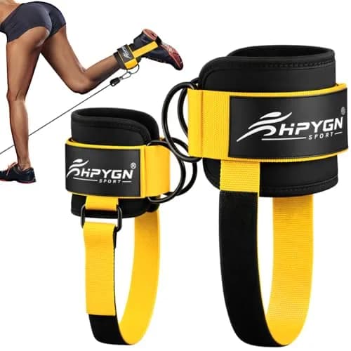 HPYGN Ankle Straps for Cable Machine, Yellow Pair | Secure Kickback & Glute Workout Attachment thumbnail 1