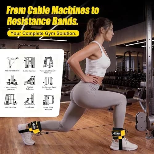 HPYGN Ankle Straps for Cable Machine, Yellow Pair | Secure Kickback & Glute Workout Attachment thumbnail 5