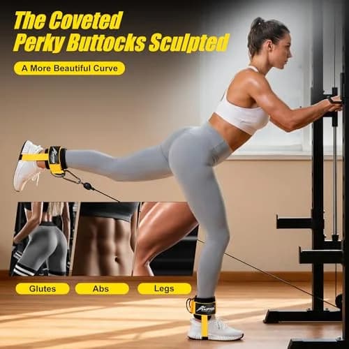HPYGN Ankle Straps for Cable Machine, Yellow Pair | Secure Kickback & Glute Workout Attachment thumbnail 7