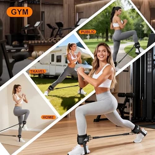 HPYGN Adjustable Ankle Straps for Cable Machine, Glute Kickback Strap for Leg Workouts, 8mm Padded Neoprene Cuffs (Pair, Black) | Secure Fit for All Ankles thumbnail 8