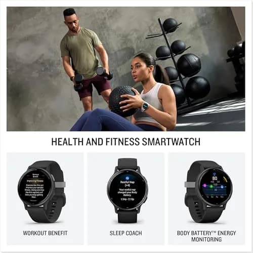 Garmin vívoactive® 5 Health & Fitness GPS Smartwatch 42mm Navy | AMOLED Display, 11-Day Battery thumbnail 3