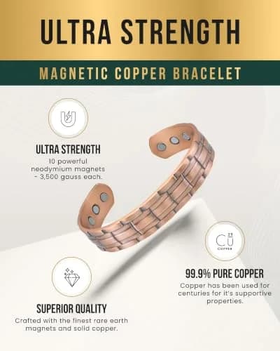 MagnetRX Copper Cuff Magnetic Bracelets for Men & Women | Stylish Magnetic Copper Wristband thumbnail 4