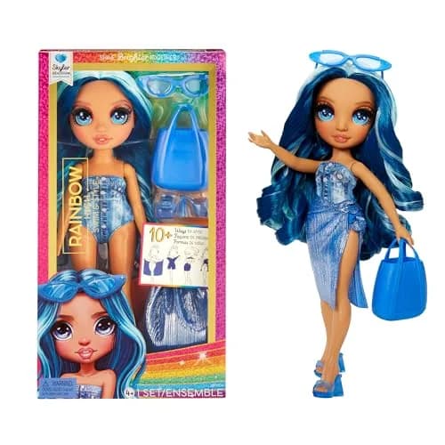 Rainbow High Swim & Style Skyler, Blue 11" Fashion Doll with Shimmery Wrap to Style 10+ Ways, Removable Swimsuit, Sandals, Accessories, Gift for Kids 4-12 thumbnail 1