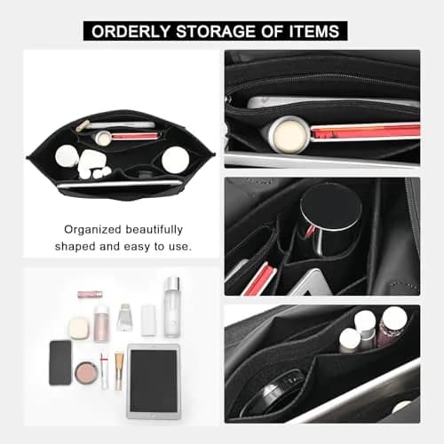 LOUKAYCCI Felt Purse Organizer Insert for Longchamp Le Pliage M Handbag, Medium Black | Keeps Bags Tidy & Protected thumbnail 5