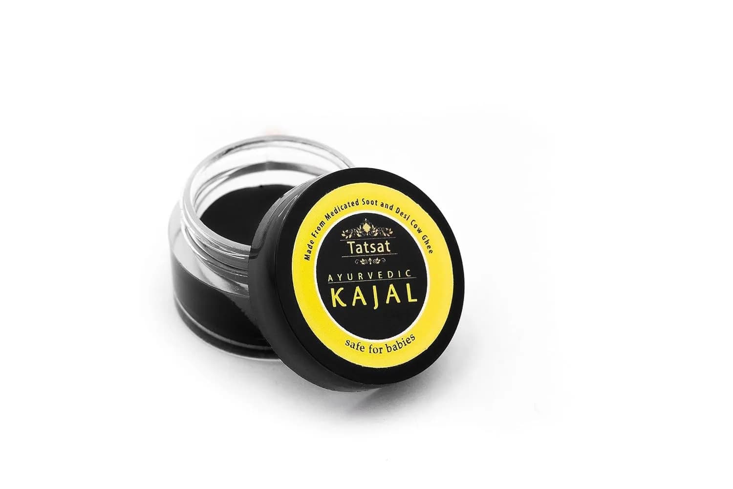 TATSAT Ayurvedic Baby Kajal - Natural Herbal Formula 2.5ml (0.088 Fl Oz) | Medicated Soot & Desi Cow Ghee — Balm