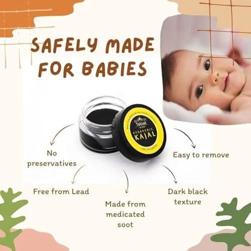 TATSAT Ayurvedic Baby Kajal - Natural Herbal Formula 2.5ml (0.088 Fl Oz) | Medicated Soot & Desi Cow Ghee thumbnail 4