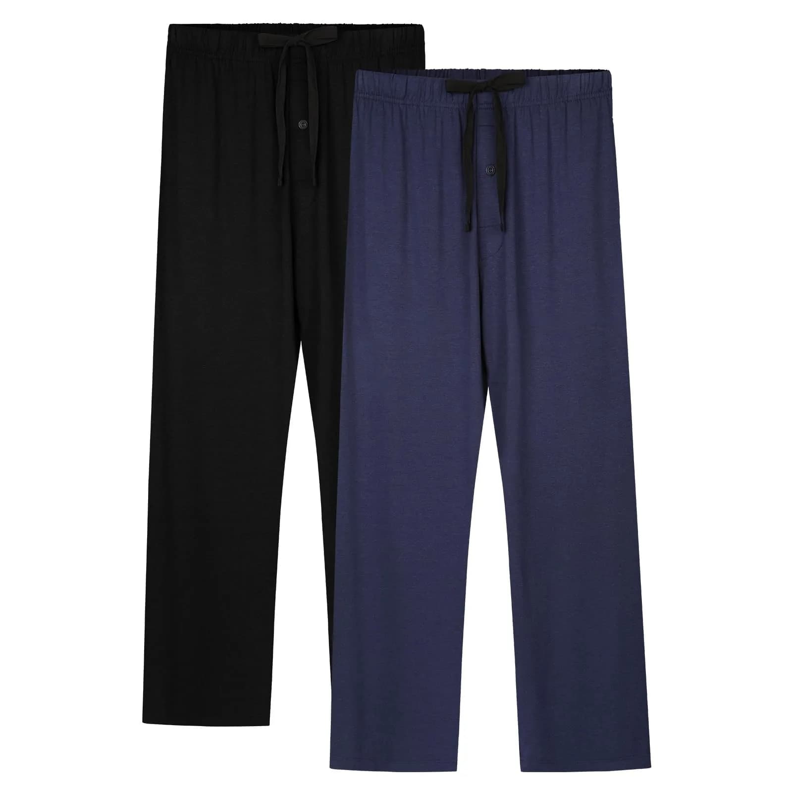 BAMBOO COOL Mens Pajama Pants Lightweight Long Pj Bottoms 2 Pack | Soft Breathable Cotton Blend
