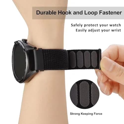 WOCCI 24mm Adjustable Nylon Watch Band, Quick Release Sport Loop Strap (Black) | Comfortable, Durable Nylon thumbnail 4