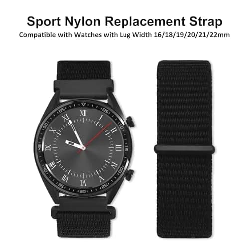 WOCCI 24mm Adjustable Nylon Watch Band, Quick Release Sport Loop Strap (Black) | Comfortable, Durable Nylon thumbnail 8