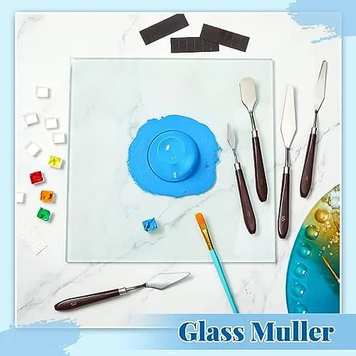 Nuanchu Glass Muller for Paint Making, 7.5 cm (2.95 in) Flat Bottom Muller with Round Handle | Essential for Artists Creating Custom Watercolor, Oil, and Tempera Paints thumbnail 4