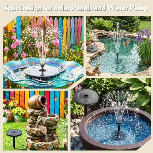 AISITIN 2.8W Solar Fountain Pump with 6 Nozzles & 3.9ft Cord | Attracts Birds to Bird Baths & Ponds thumbnail 4
