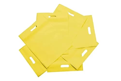 AGRASHRI ENTERPRISES D Cut Cloth Carry Bag 39cm (15.4in) x 30cm (11.8in) | Pack of 50 Yellow Grocery Bags thumbnail 4