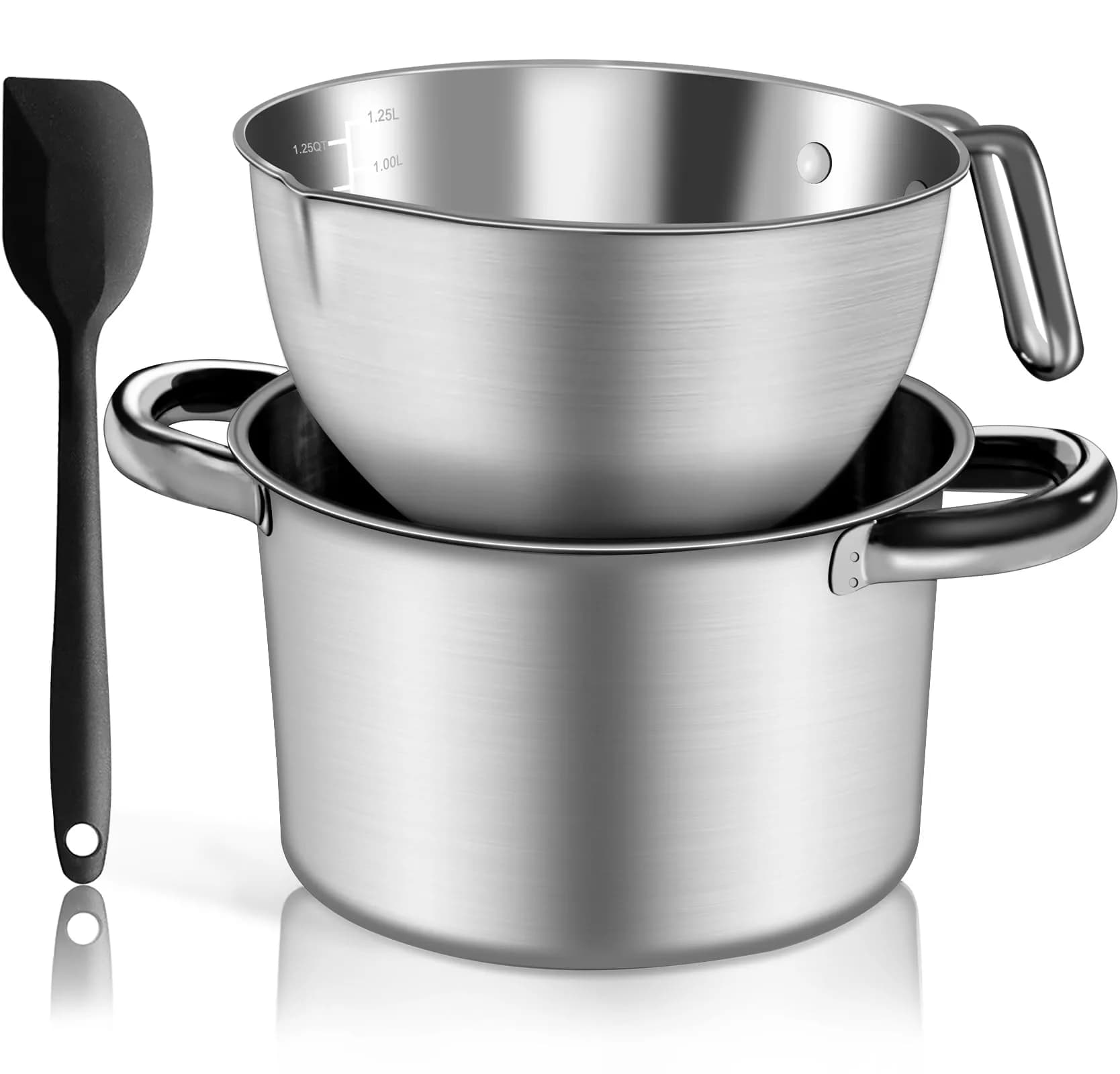 Marsheepy 2.3QT Double Boiler Melting Pot with 3.6QT Stainless Steel Pot | Food-Grade Steel, Easy to Use — 2000ML