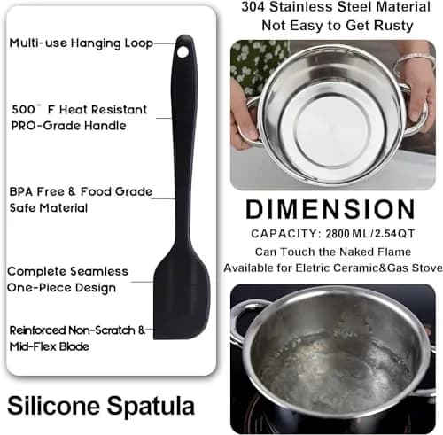 Marsheepy 1.8QT Double Boiler Melting Pot with 2.54QT Stainless Steel Pot | Food-Grade Steel, Stovetop & Dishwasher Safe thumbnail 5