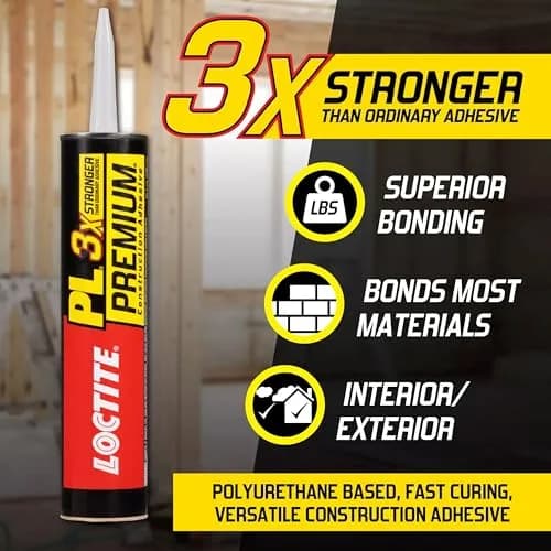 Loctite PL Premium Polyurethane Construction Adhesive 10 fl oz (296 ml) Cartridge, 6-Pack | Bonds Wood, Concrete, Stone, Metal & More thumbnail 4