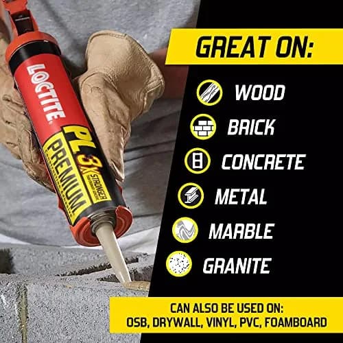 Loctite PL Premium Polyurethane Construction Adhesive 10 fl oz (296 ml) Cartridge, 6-Pack | Bonds Wood, Concrete, Stone, Metal & More thumbnail 3