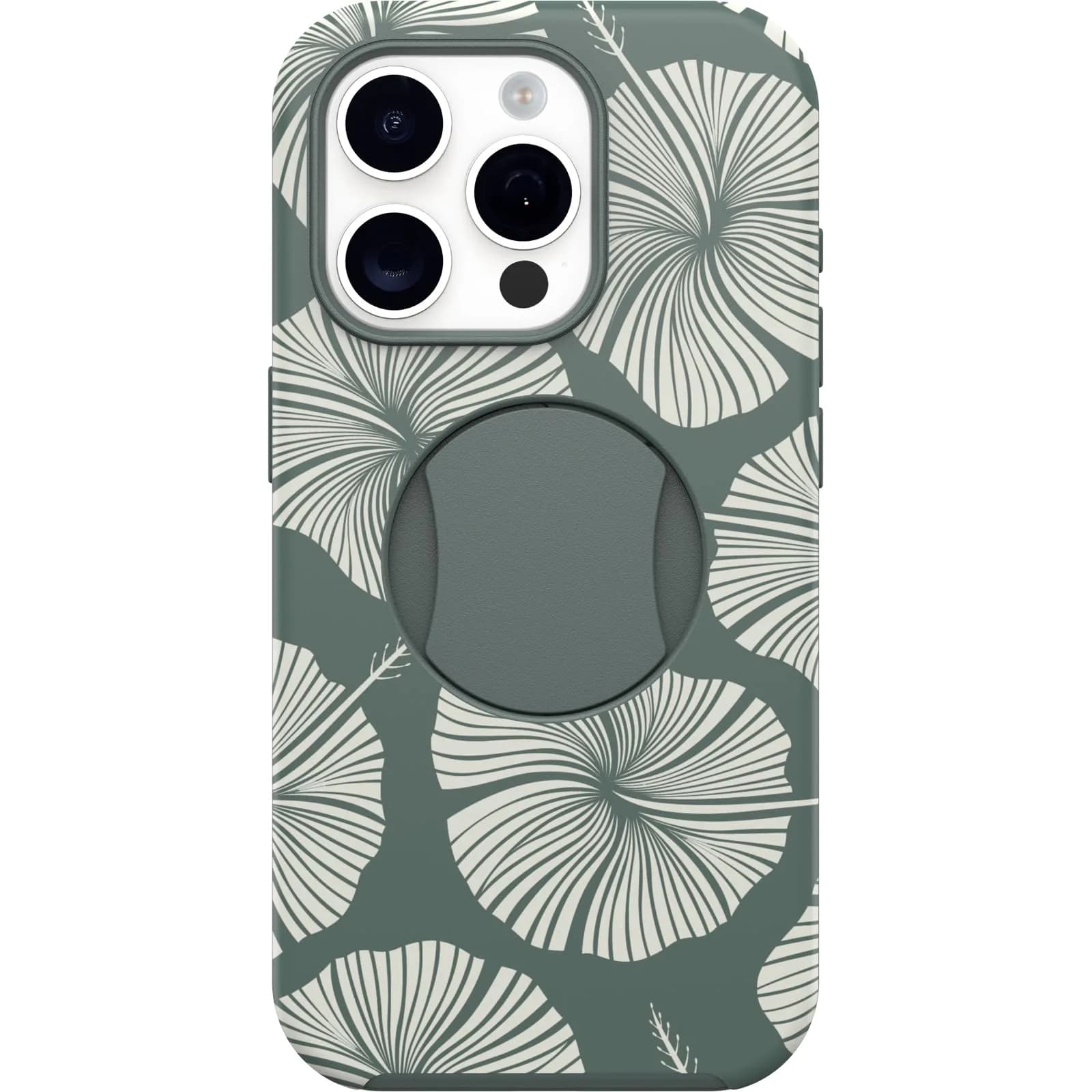 OtterBox OtterGrip Symmetry Series Case for iPhone 15 Pro (Only) - Island Getaway (Green) | Built-in Grip, Snaps to MagSafe, Raised Edges Protect Camera & Screen — Island Getaway